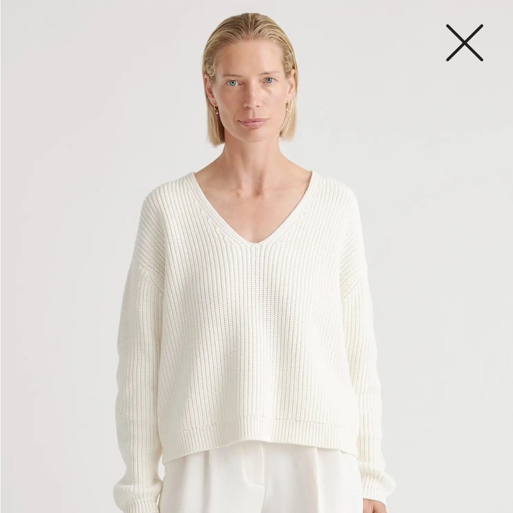 100% Organic Cotton Fisherman V-Neck Sweater